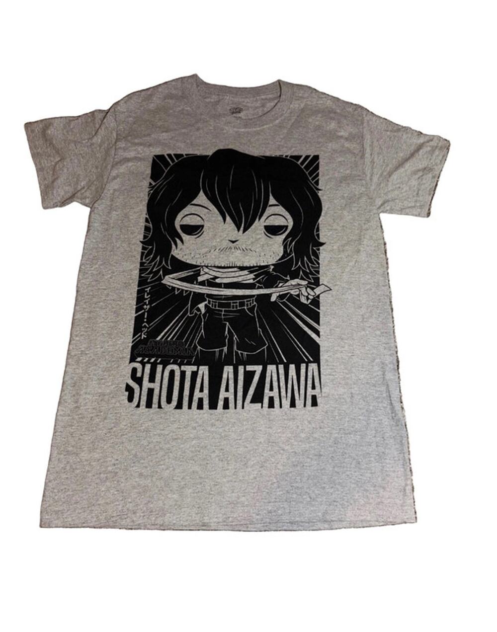 Pop Tees My Hero Academia Shota Aizawa Gray Short Sleeve Shirt Mens NWOT L Large